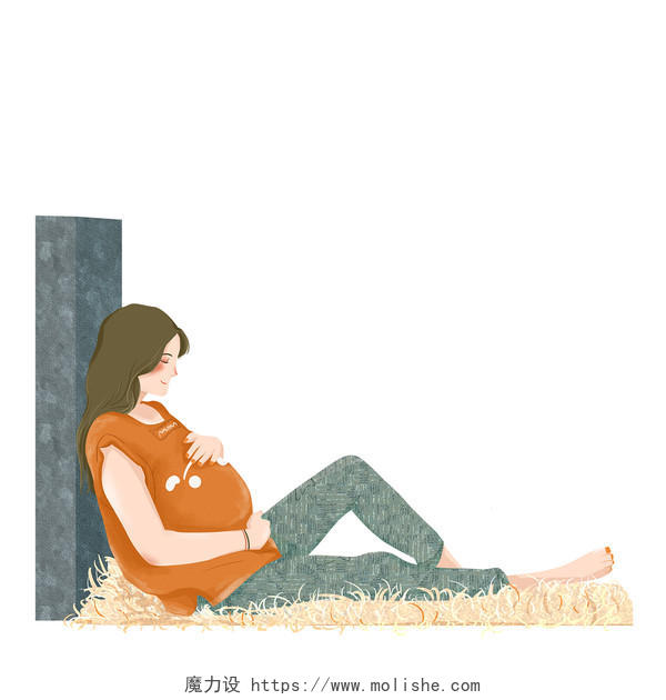 手绘卡通母婴孕妇人物素材